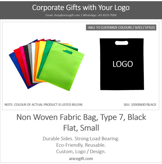 Non Woven Fabric Bag, Type 7, Black | Flat, Small