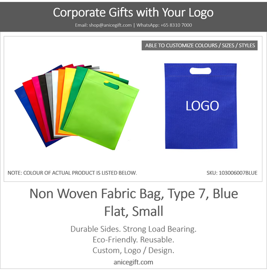 Non Woven Fabric Bag, Type 7, Blue | Flat, Small