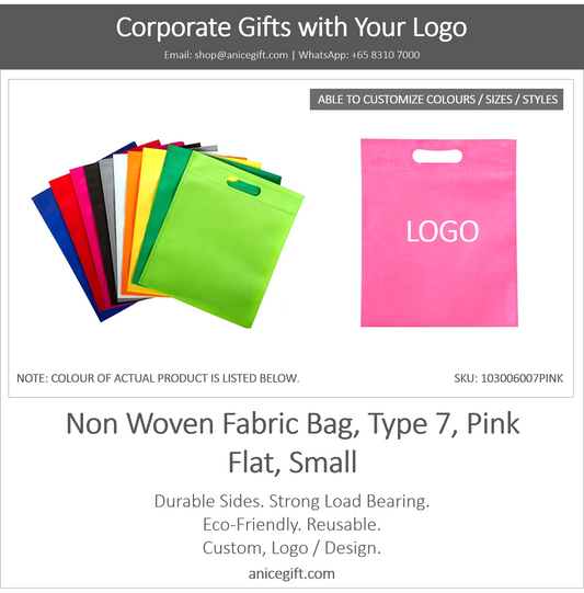 Non Woven Fabric Bag, Type 7, Pink | Flat, Small