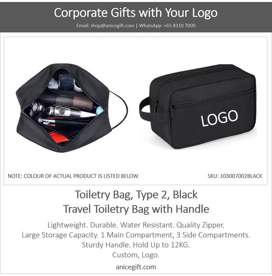 Toiletry Bag, Type 2, Black | Travel Toiletry Bag with Handle