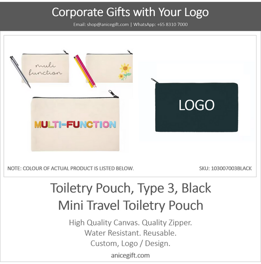 Toiletry Bag, Type 3, Black | Mini Travel Toiletry Pouch