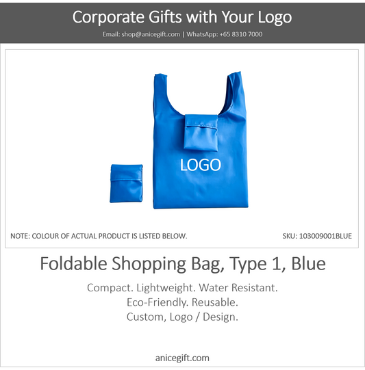 Foldable Shopping Bag, Type 1, Blue