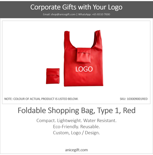 Foldable Shopping Bag, Type 1, Red