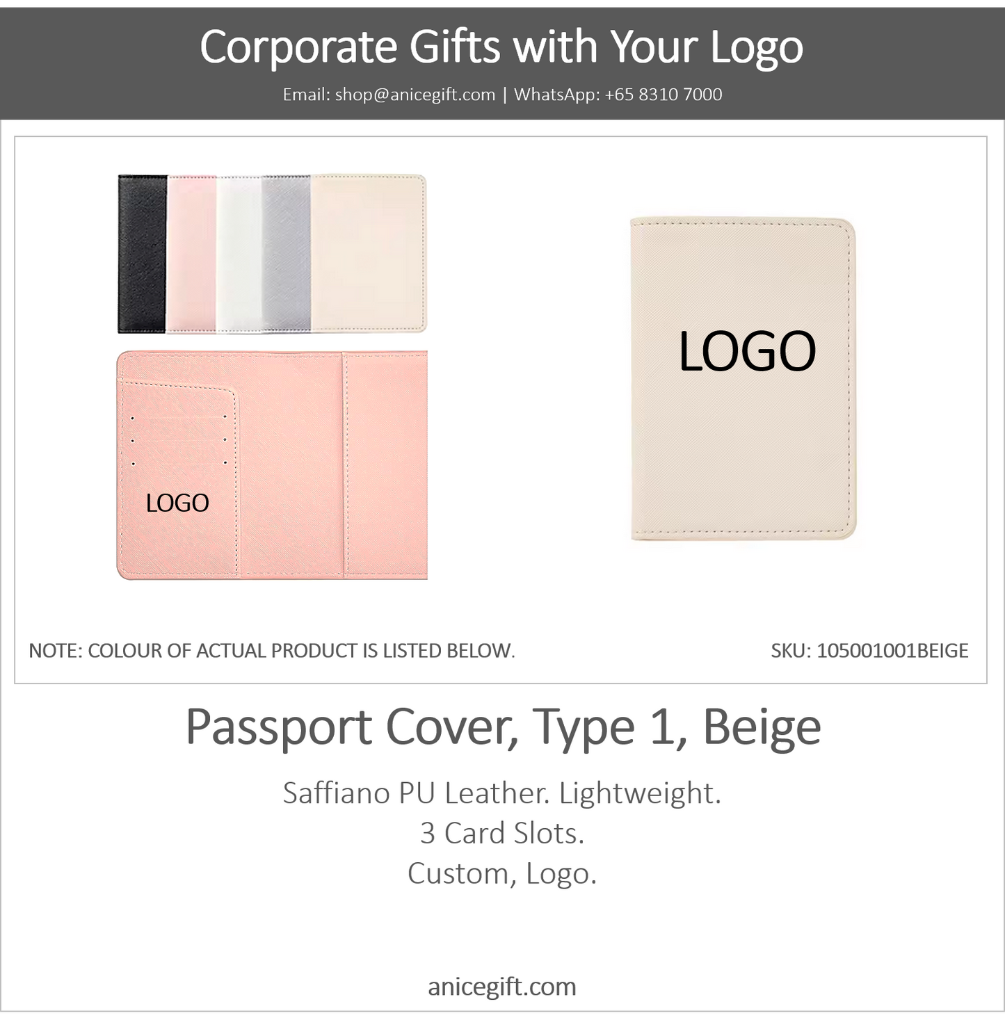 Passport Cover, Type 1, Beige