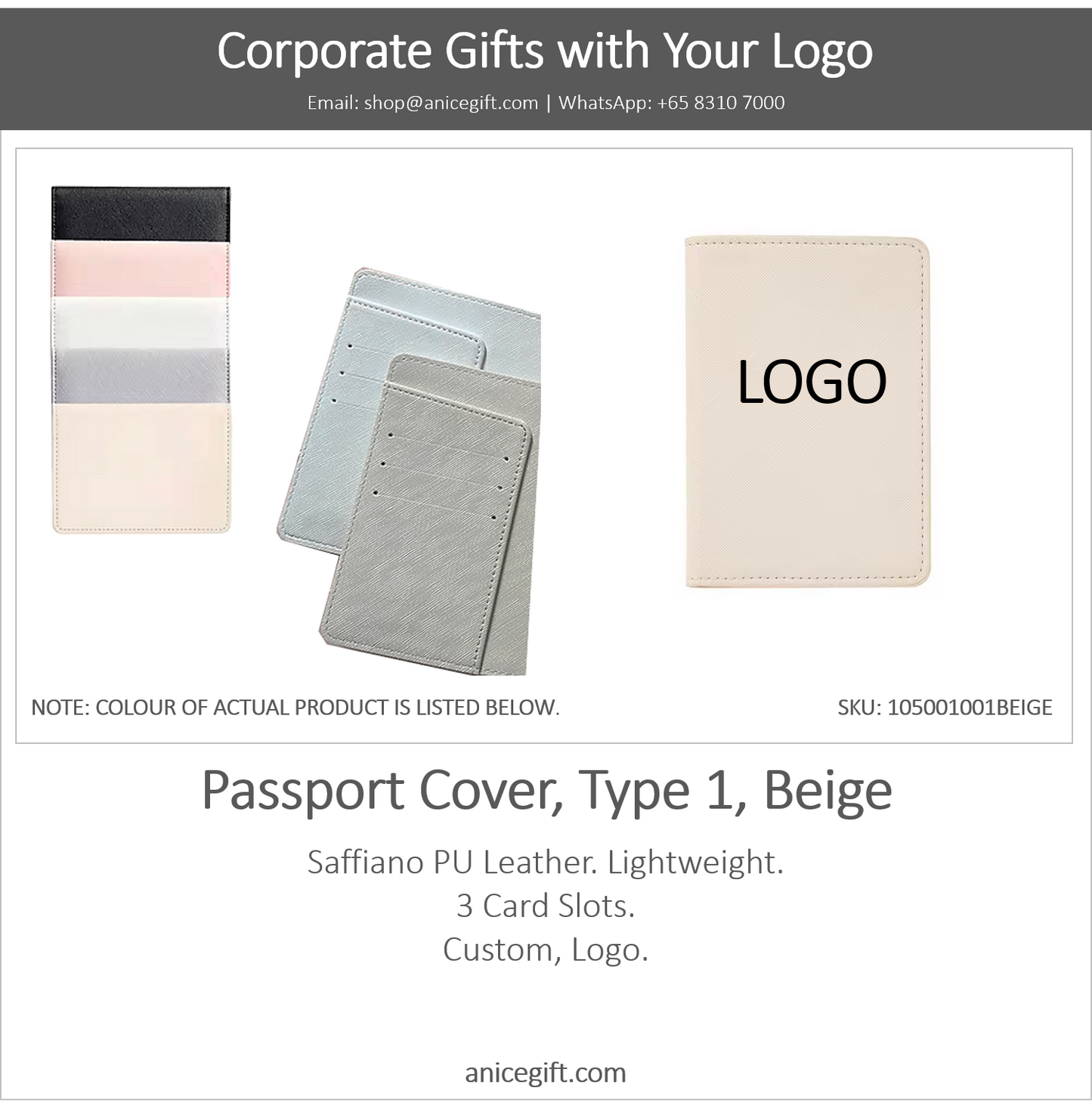 Passport Cover, Type 1, Beige