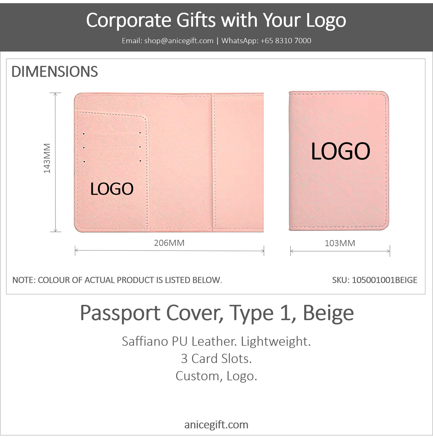 Passport Cover, Type 1, Beige