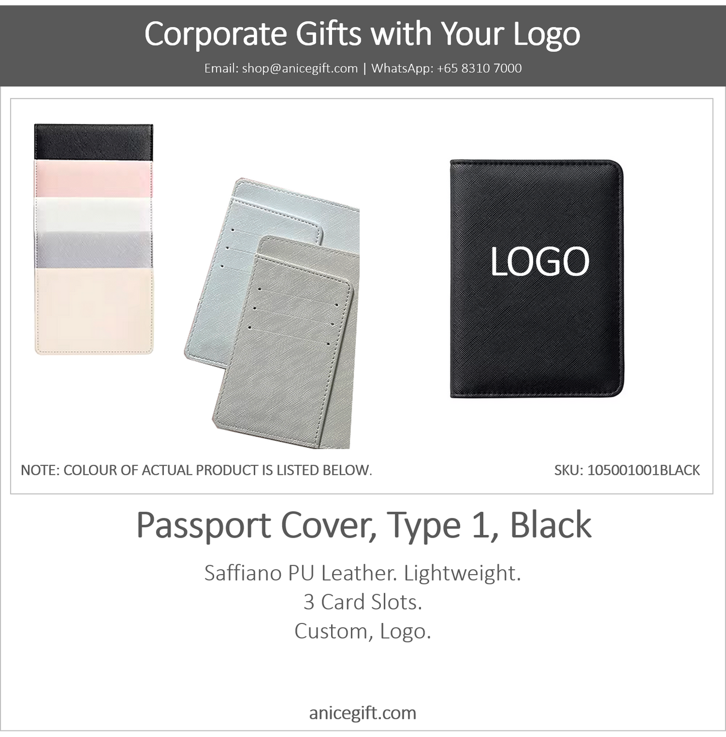 Passport Cover, Type 1, Black