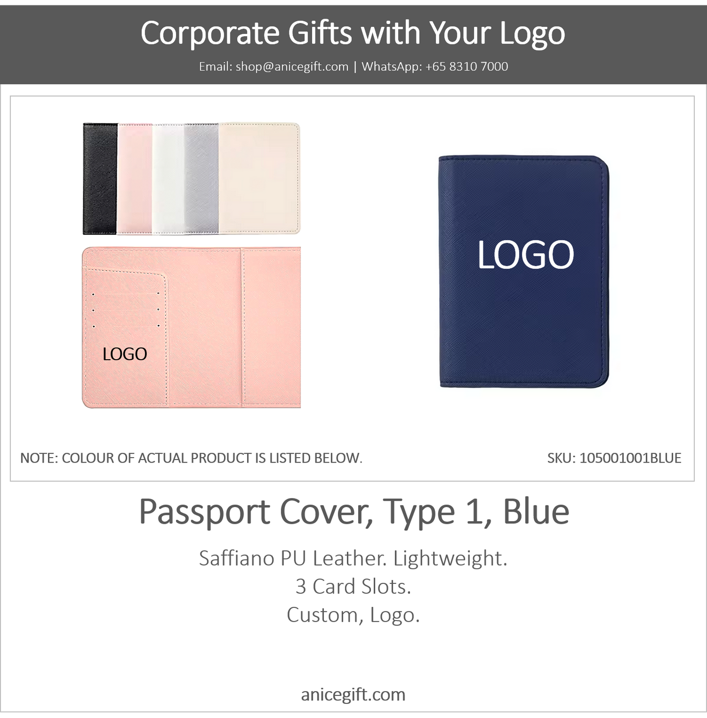 Passport Cover, Type 1, Blue
