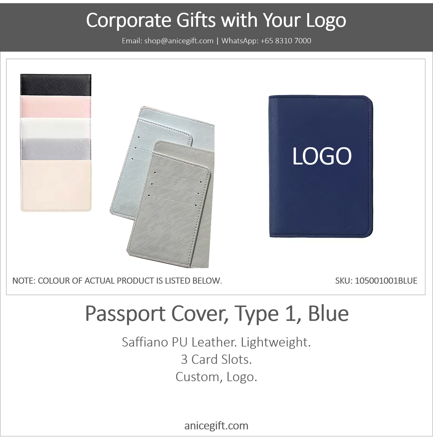 Passport Cover, Type 1, Blue