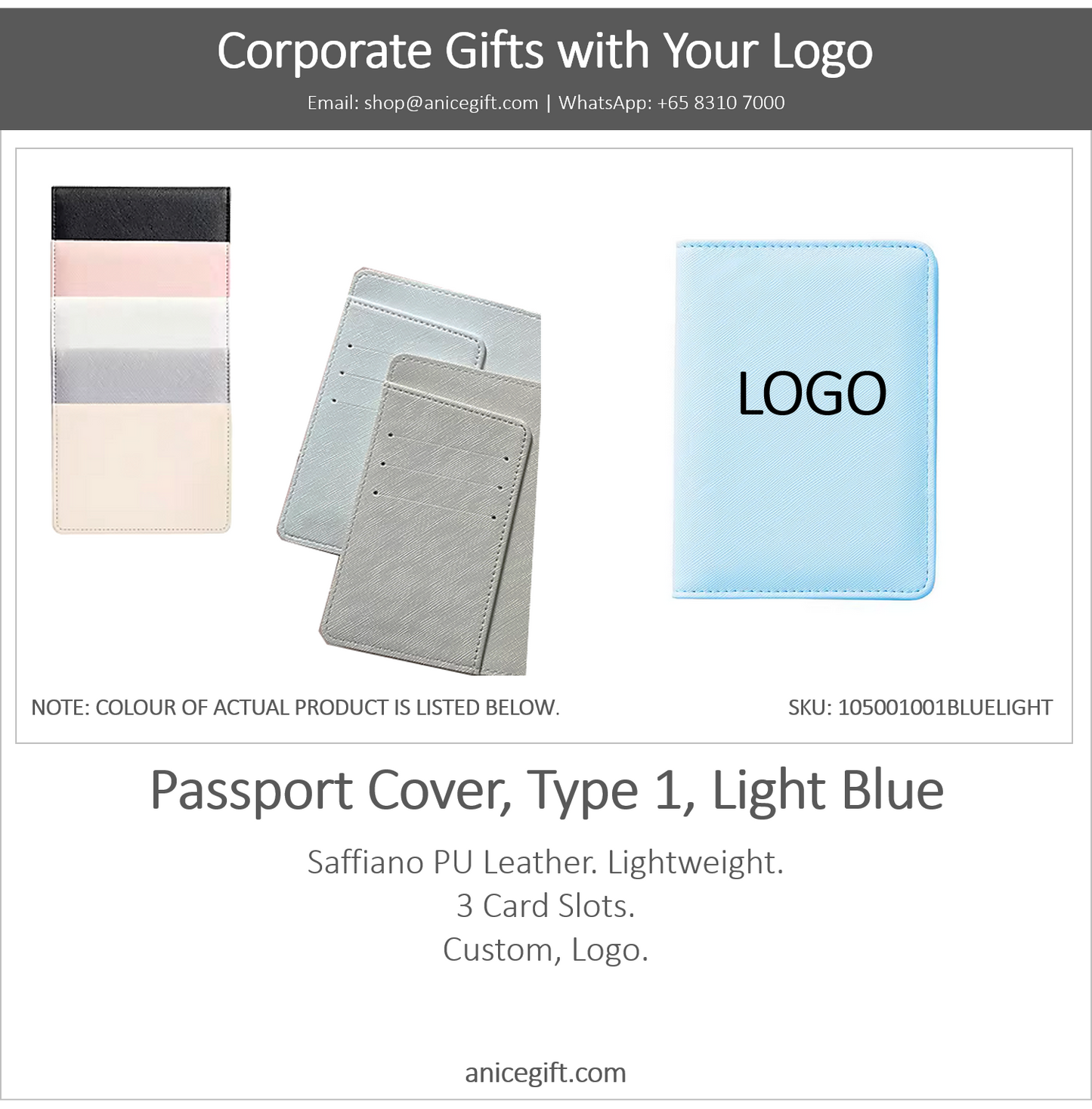 Passport Cover, Type 1, Light Blue