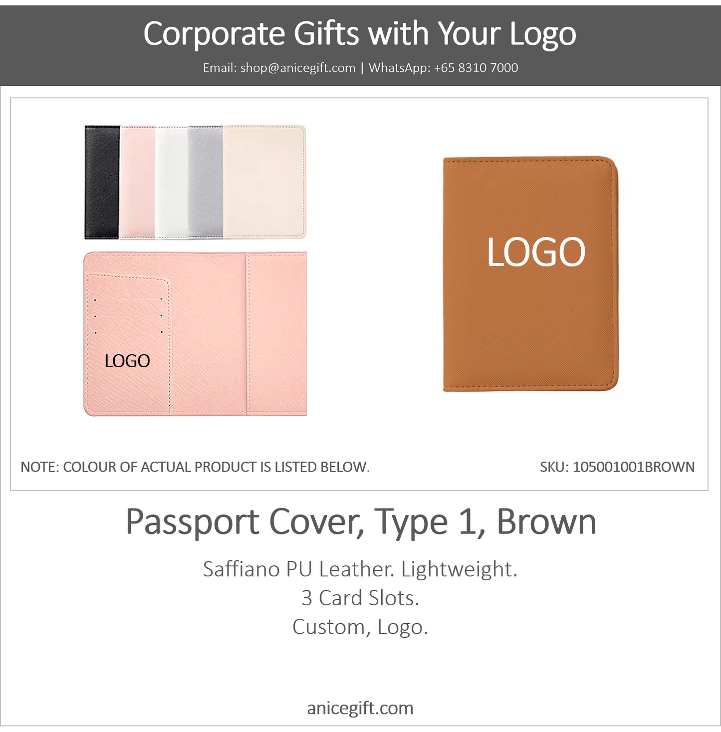 Passport Cover, Type 1, Brown