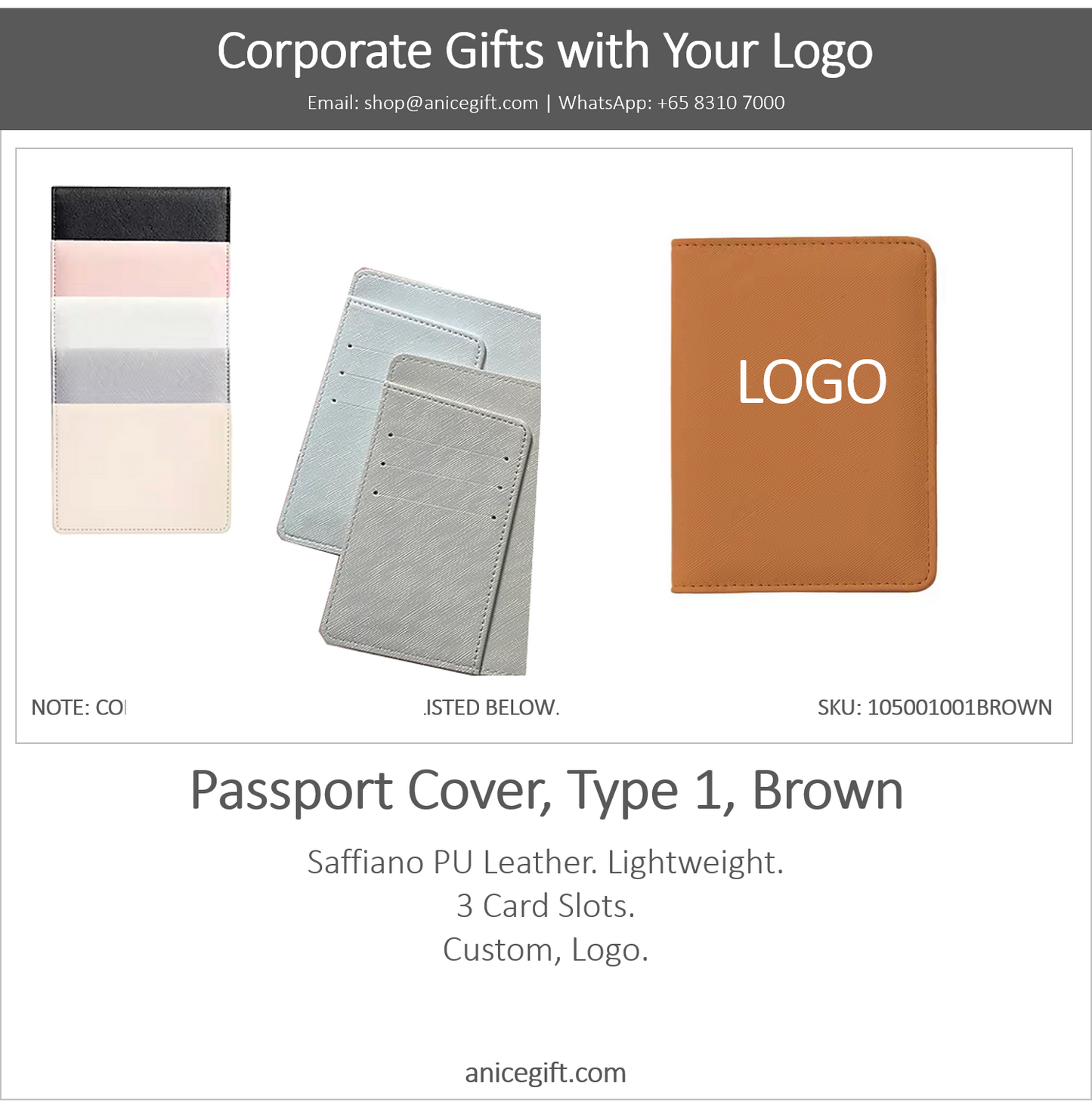Passport Cover, Type 1, Brown