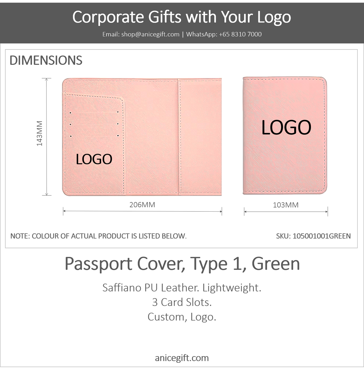 Passport Cover, Type 1, Green