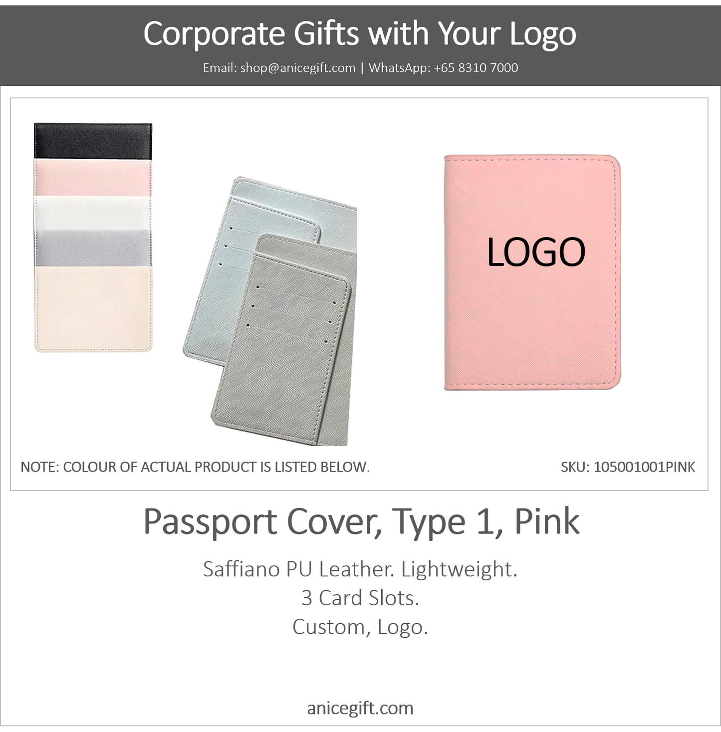 Passport Cover, Type 1, Pink