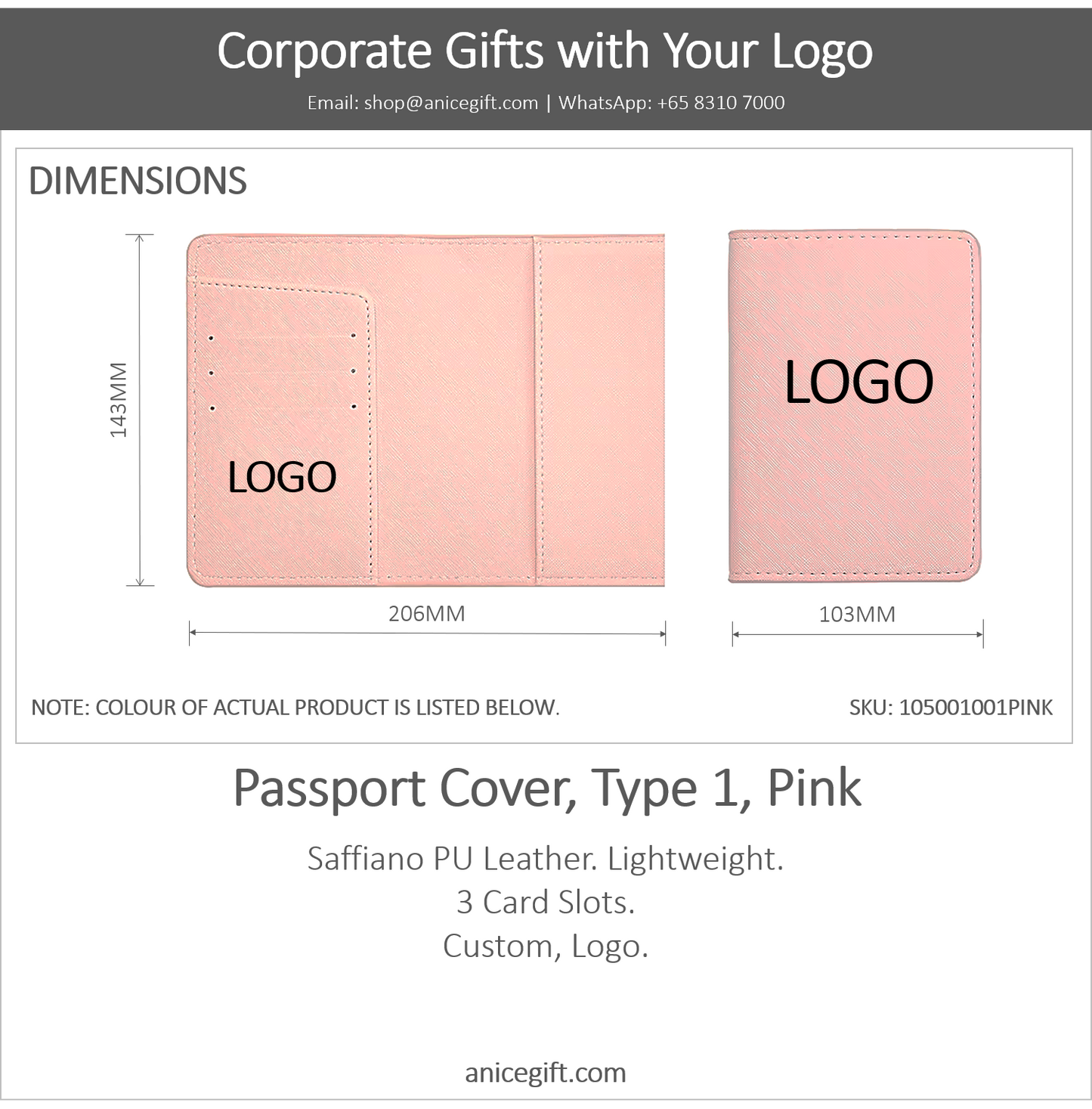 Passport Cover, Type 1, Pink