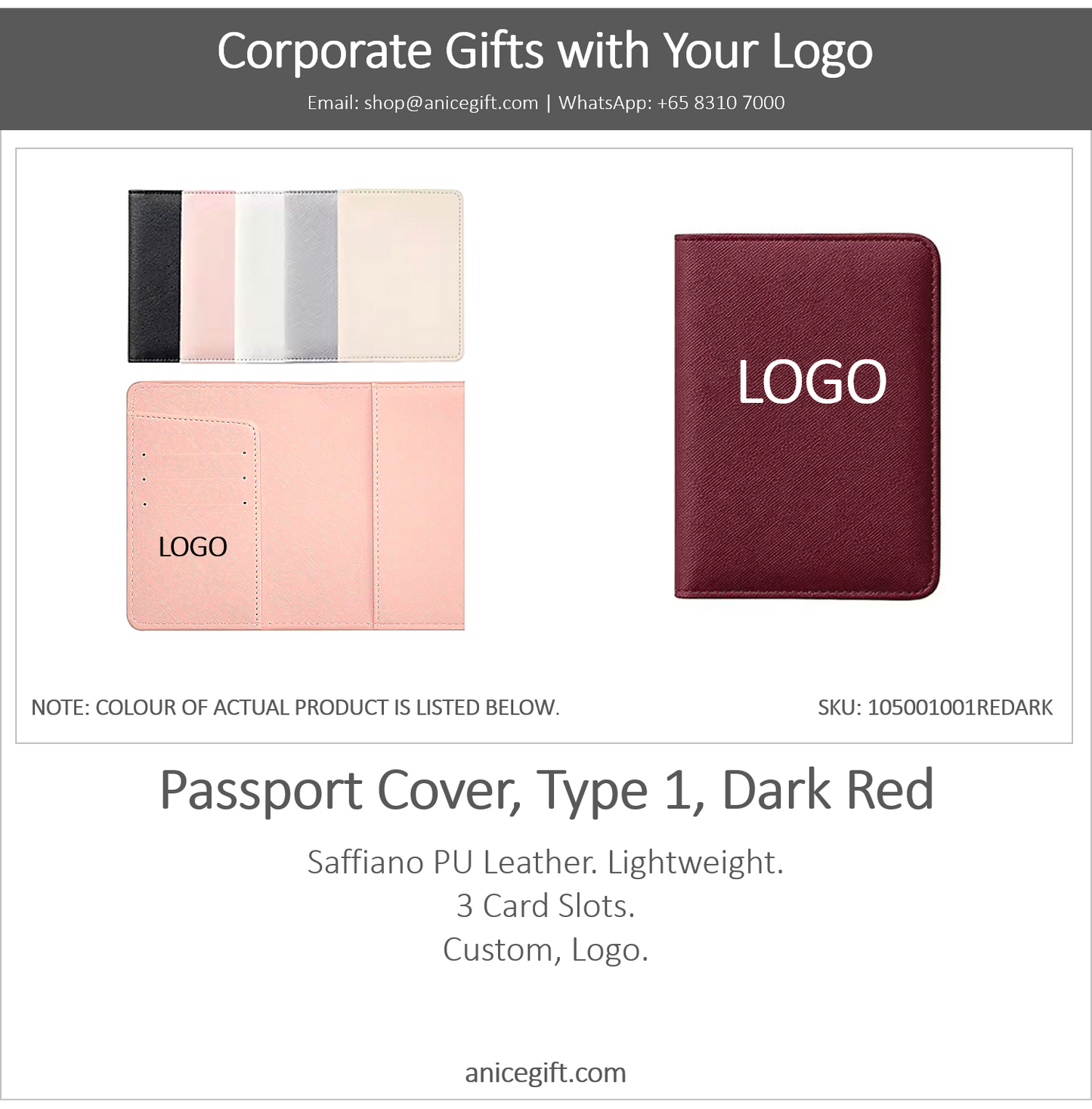 Passport Cover, Type 1, Dark Red