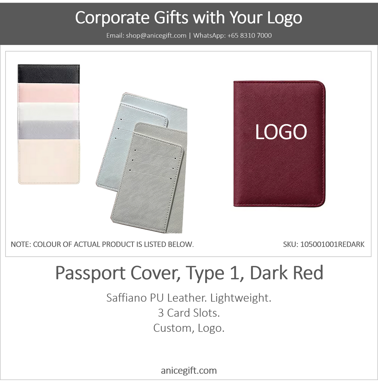 Passport Cover, Type 1, Dark Red