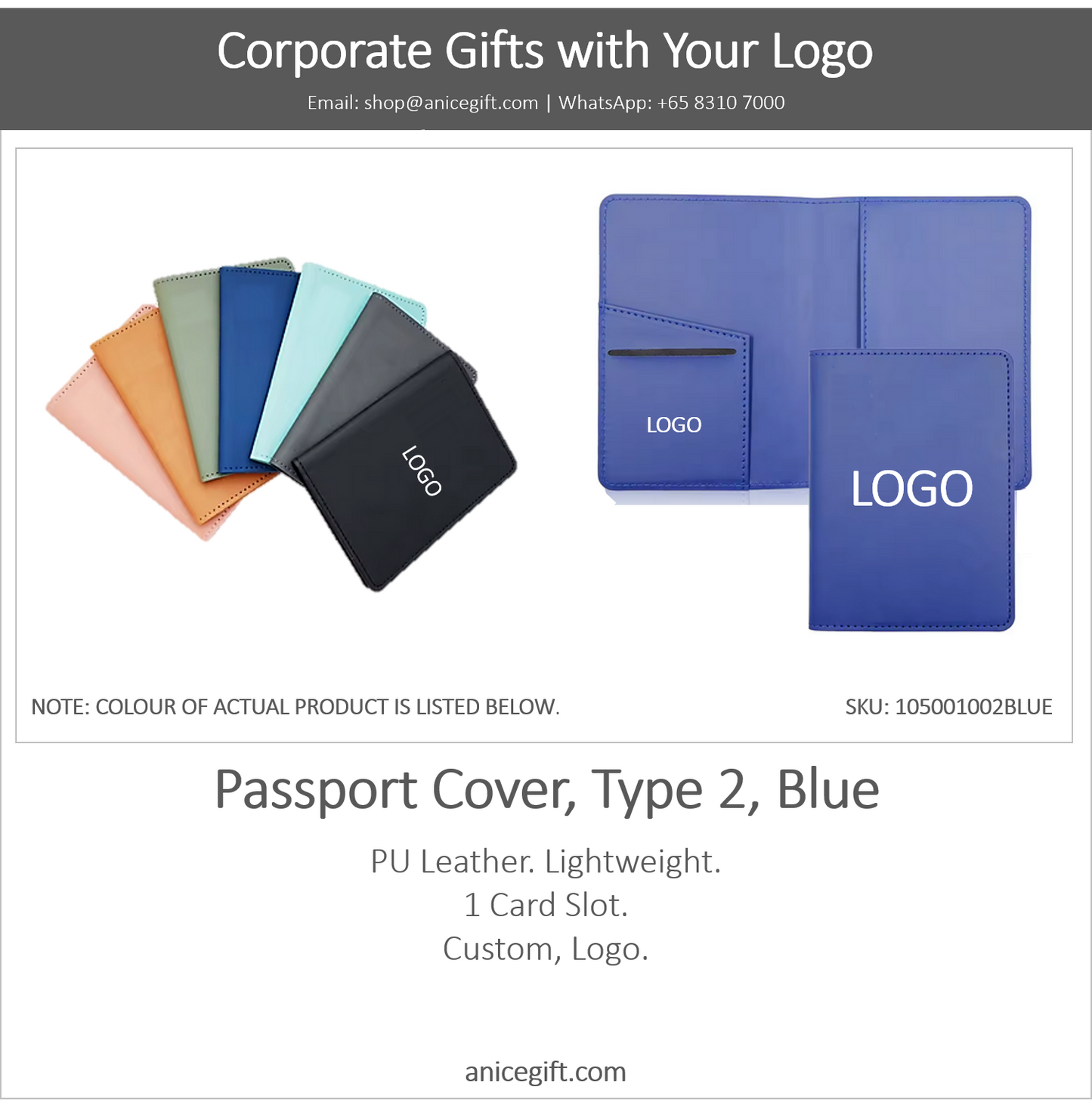 Passport Cover, Type 2, Blue