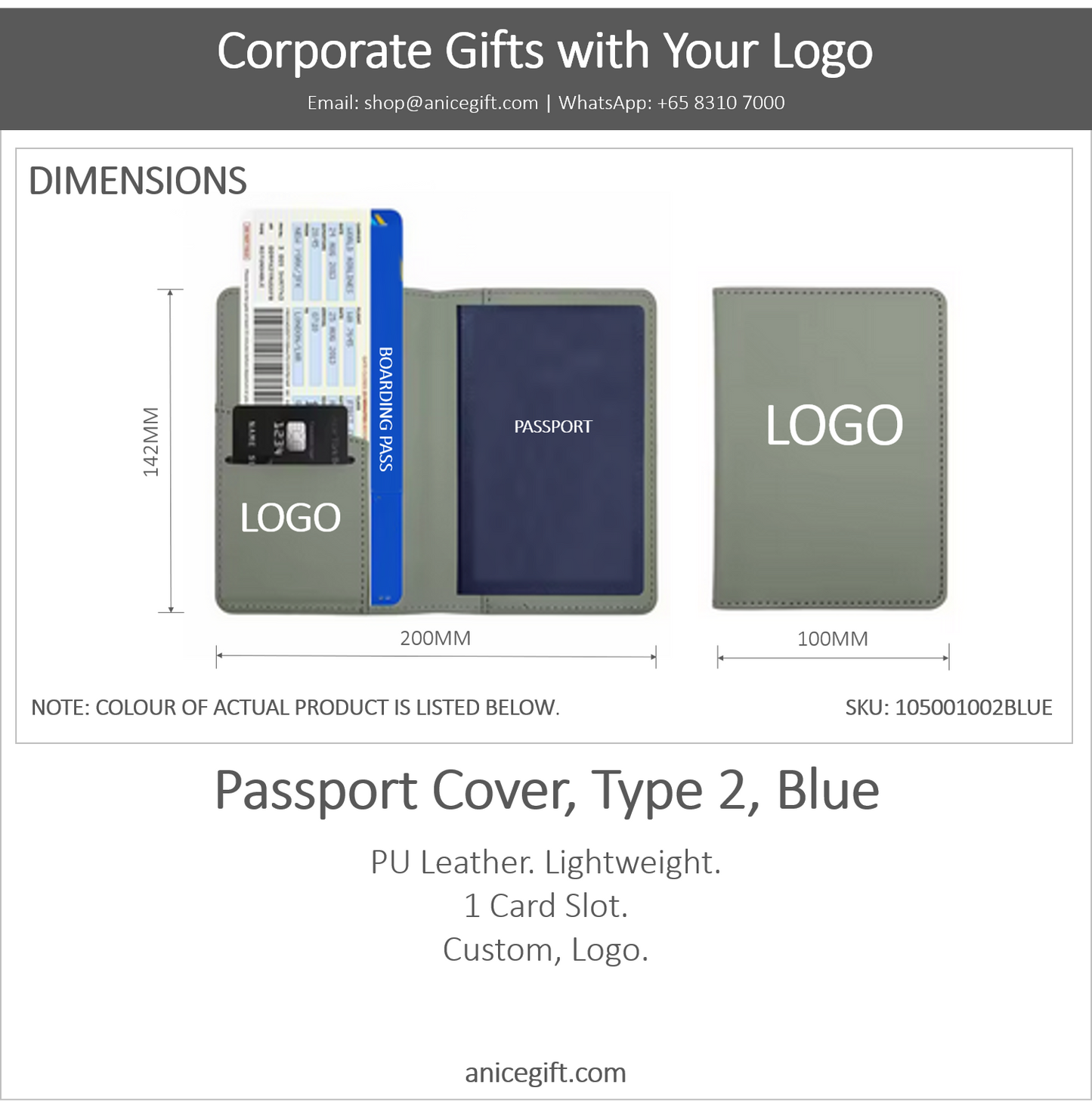 Passport Cover, Type 2, Blue
