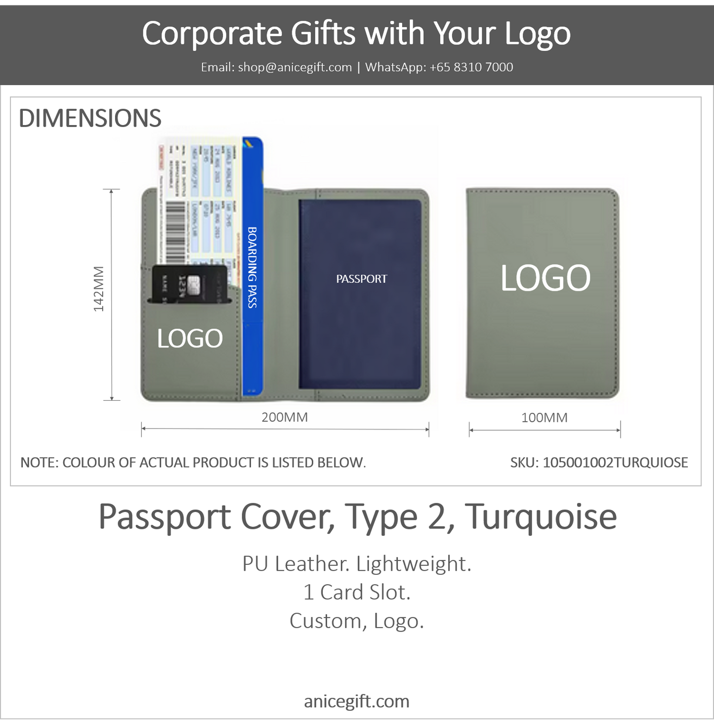 Passport Cover, Type 2, Turquoise