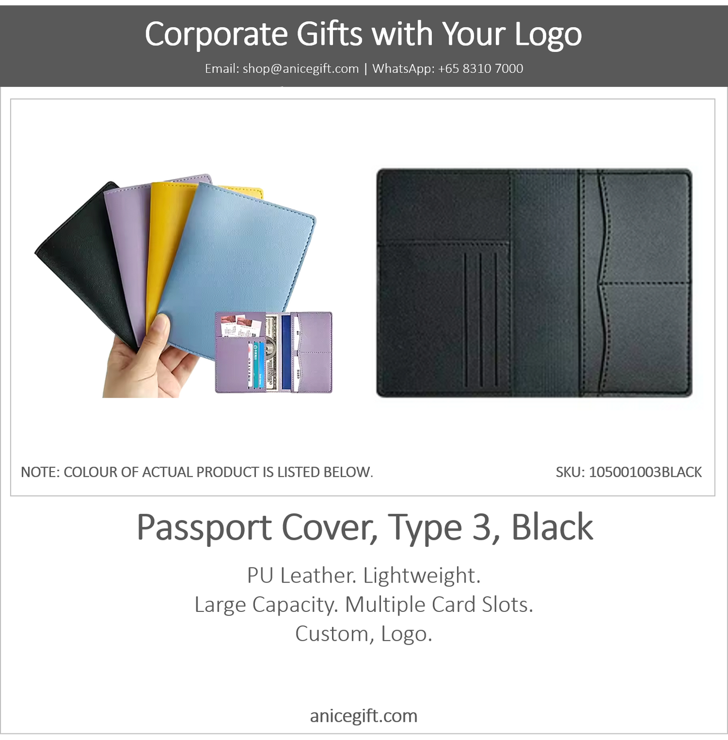 Passport Cover, Type 3, Black