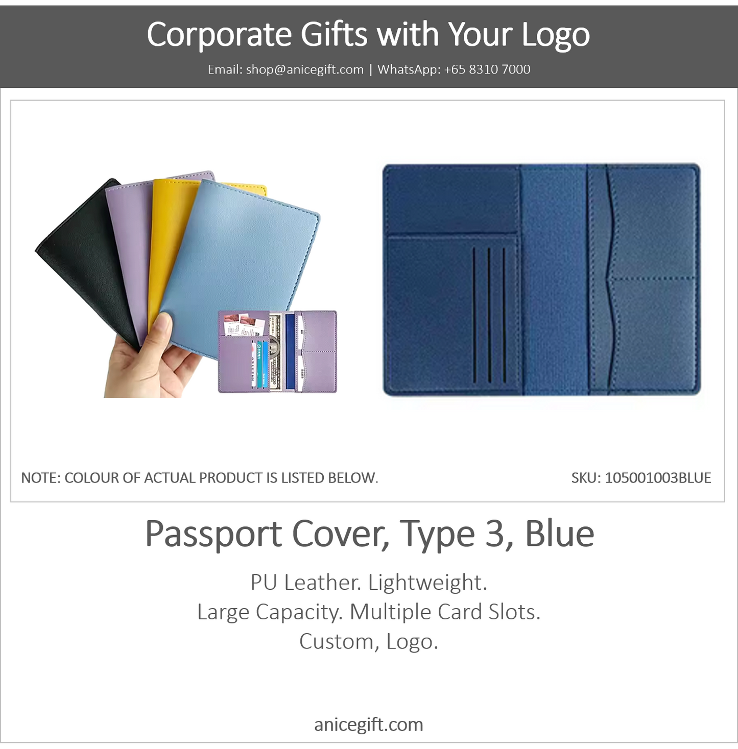 Passport Cover, Type 3, Blue