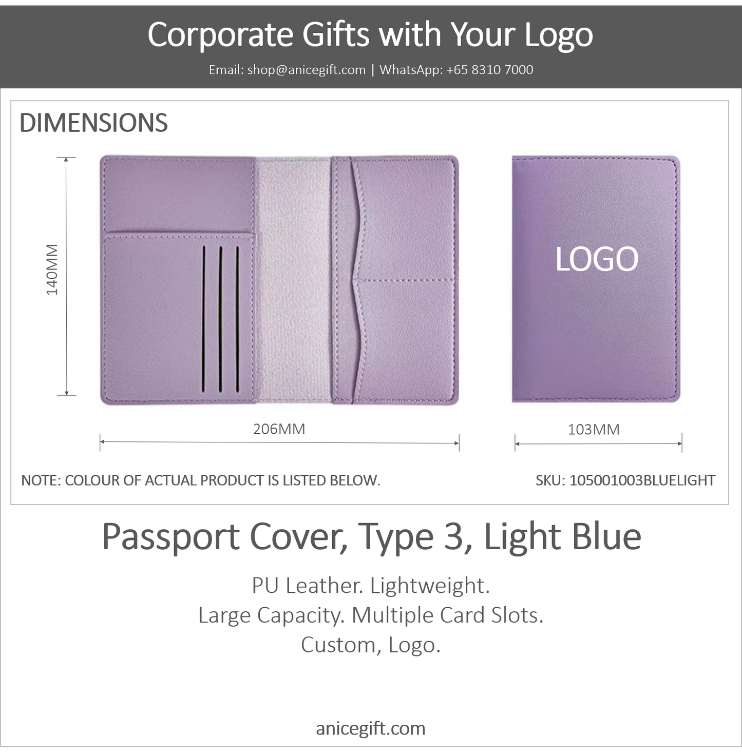 Passport Cover, Type 3, Light Blue