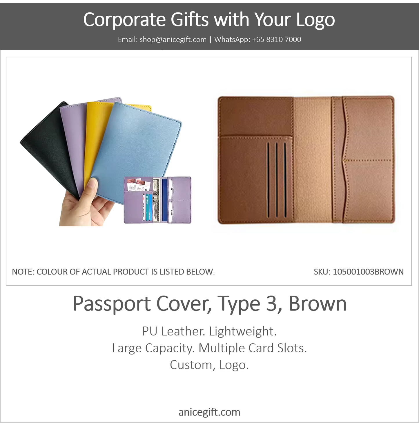 Passport Cover, Type 3, Brown