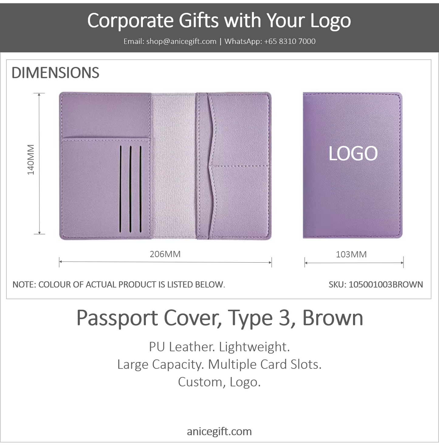 Passport Cover, Type 3, Brown