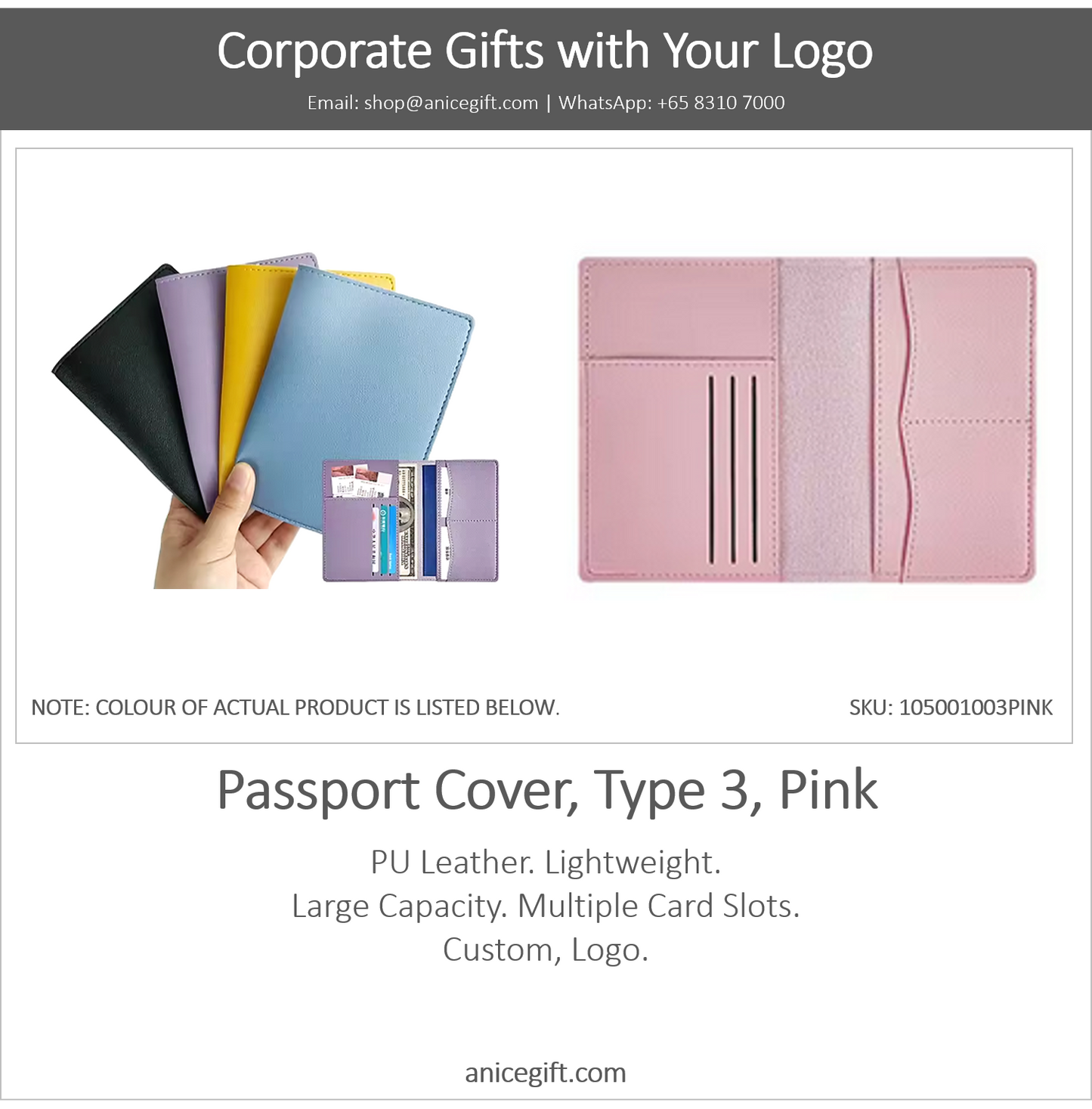 Passport Cover, Type 3, Pink