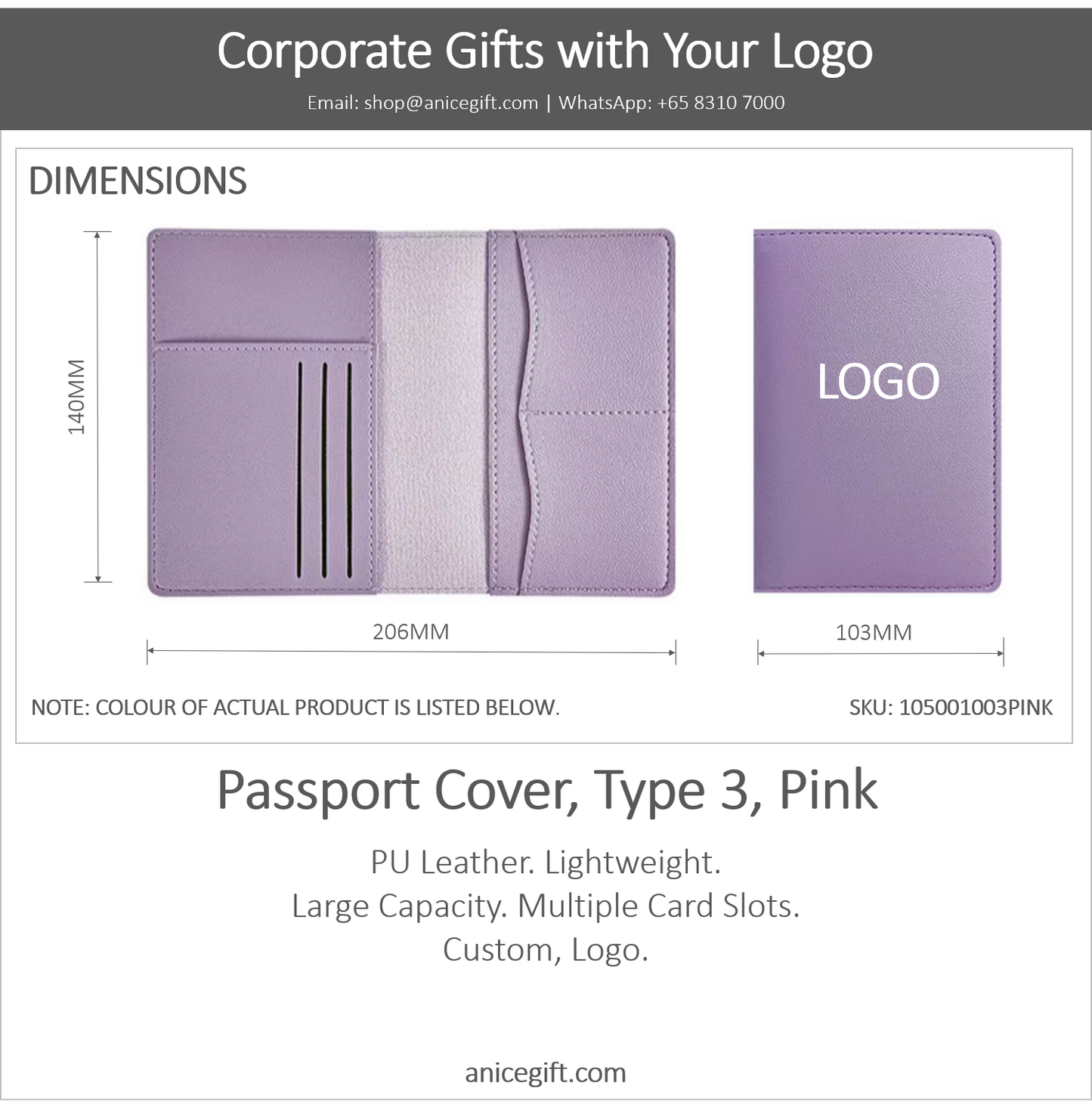 Passport Cover, Type 3, Pink