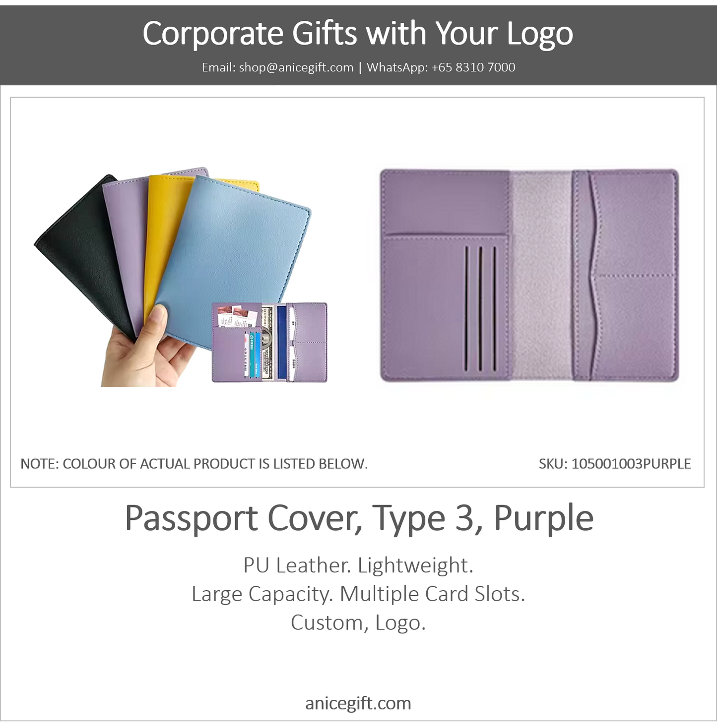 Passport Cover, Type 3, Purple