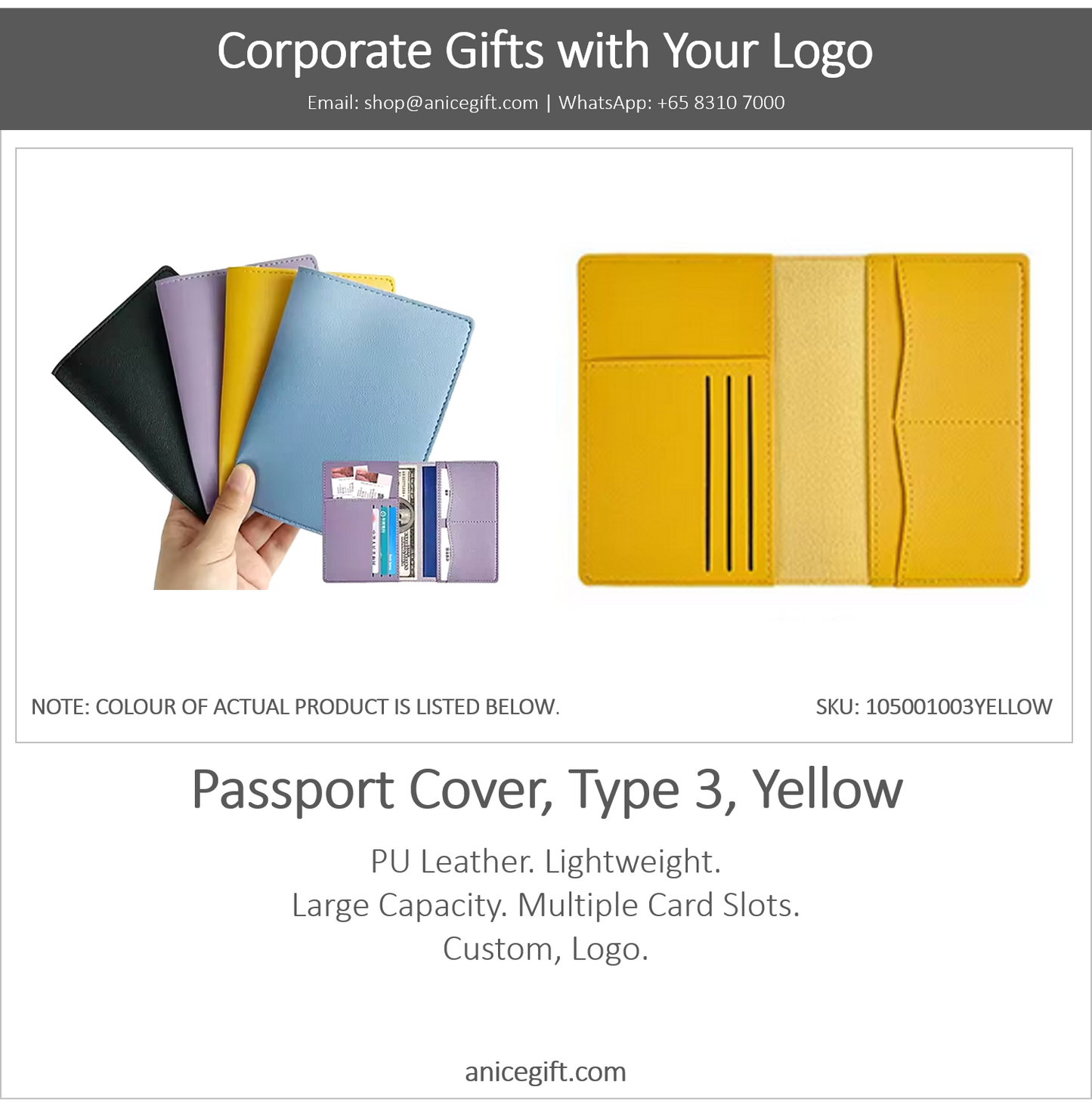 Passport Cover, Type 3, Yellow