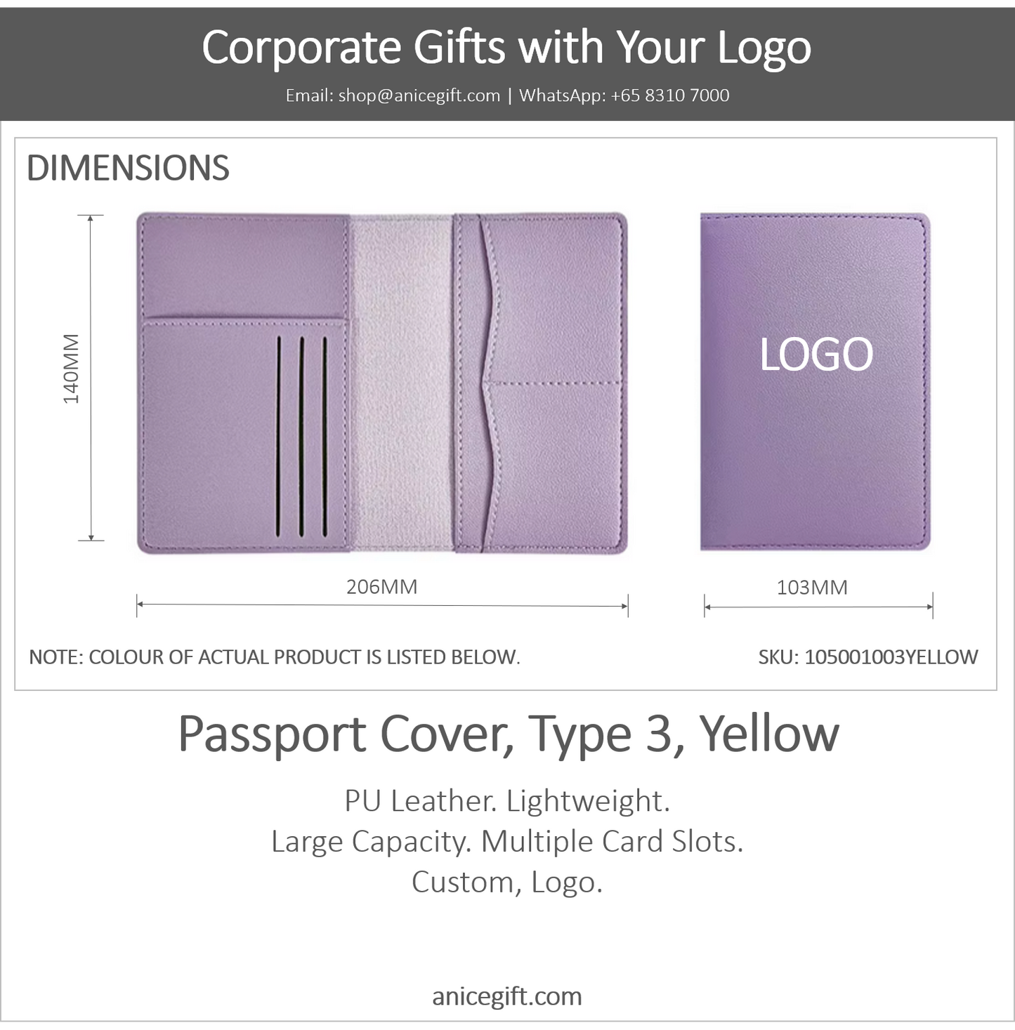 Passport Cover, Type 3, Yellow