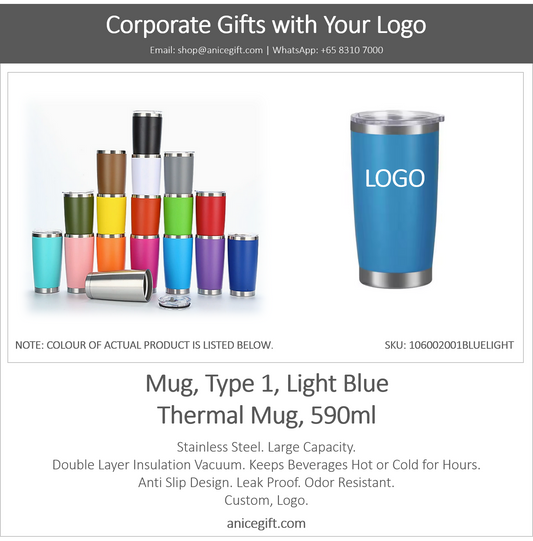 Mug, Type 1, Light Blue | Thermal Mug, 590ml