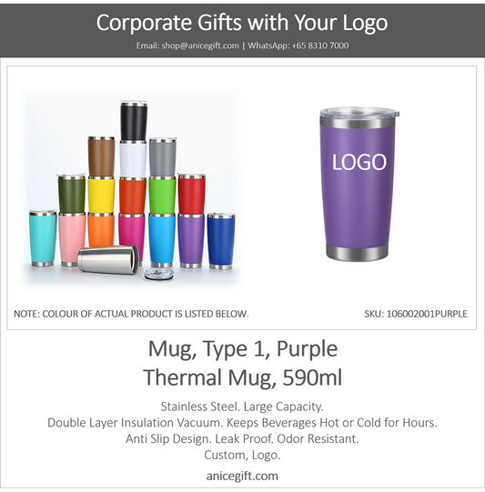 Mug, Type 1, Purple | Thermal Mug, 590ml