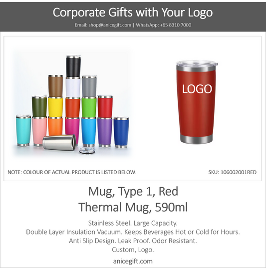 Mug, Type 1, Red | Thermal Mug, 590ml