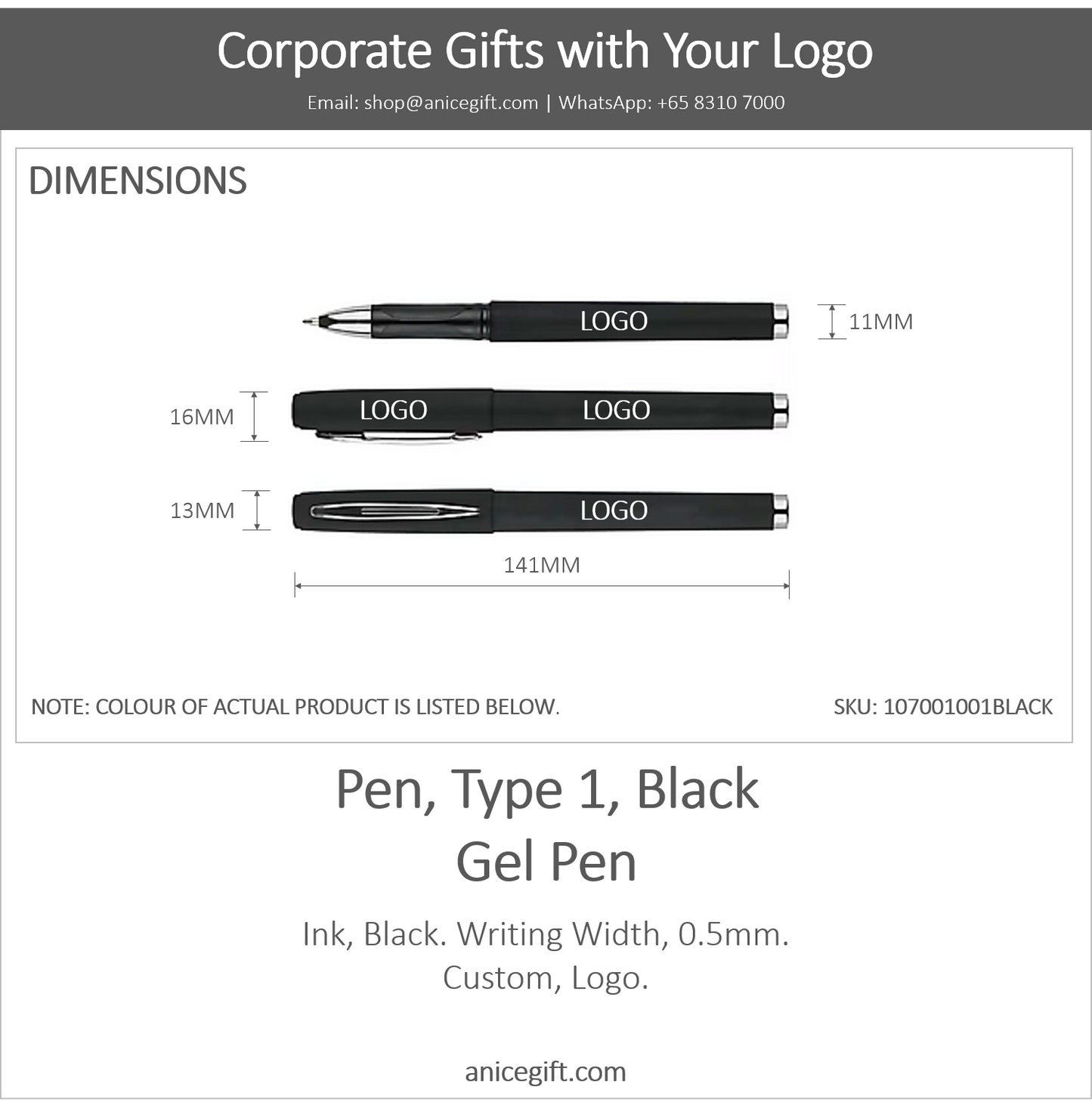 Pen, Type 1, Black | Gel Pen