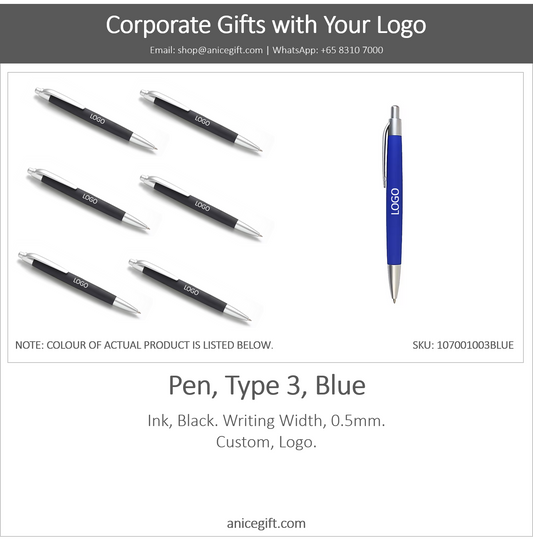 Pen, Type 3, Blue | Pen with Clip