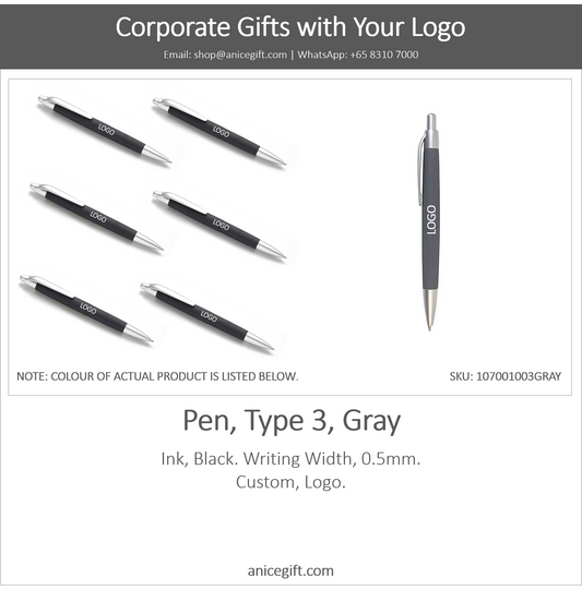 Pen, Type 3, Gray | Pen with Clip