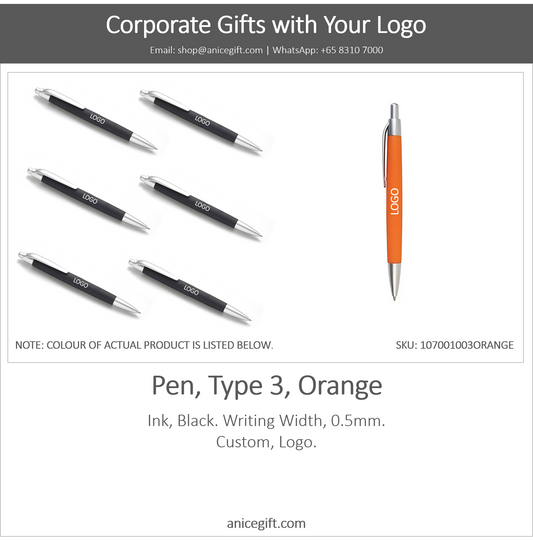 Pen, Type 3, Orange | Pen with Clip