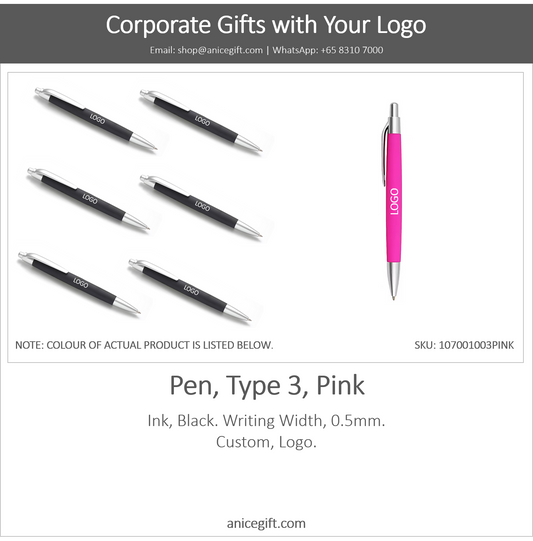 Pen, Type 3, Pink | Pen with Clip