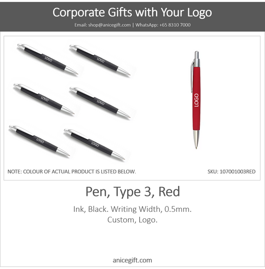 Pen, Type 3, Red | Pen with Clip
