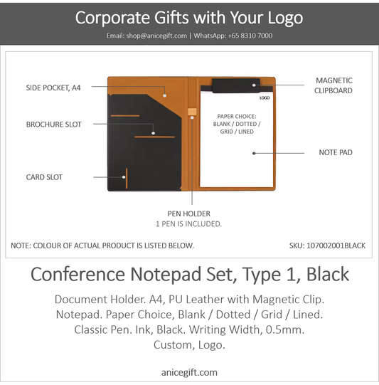 Conference Notepad Set, Type 1, Black