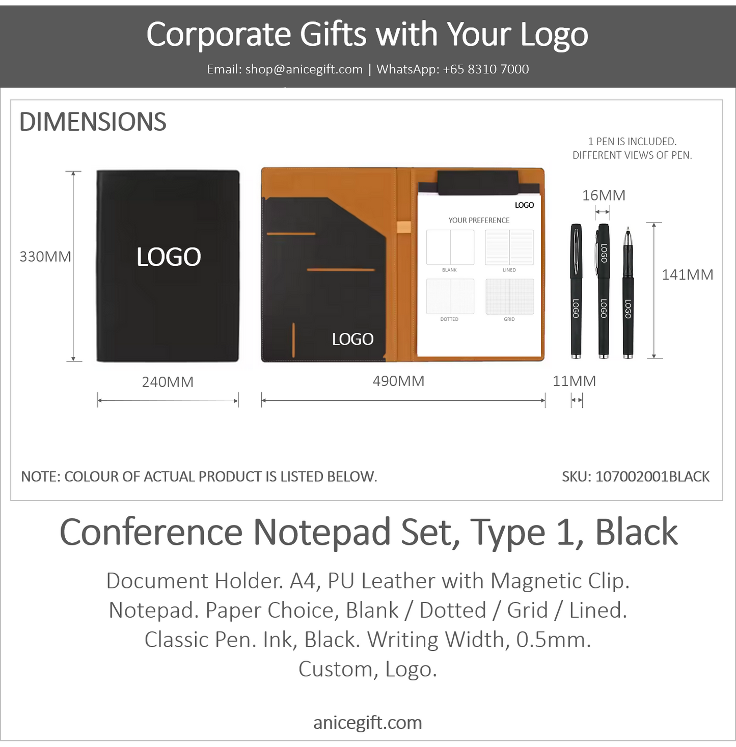Conference Notepad Set, Type 1, Black