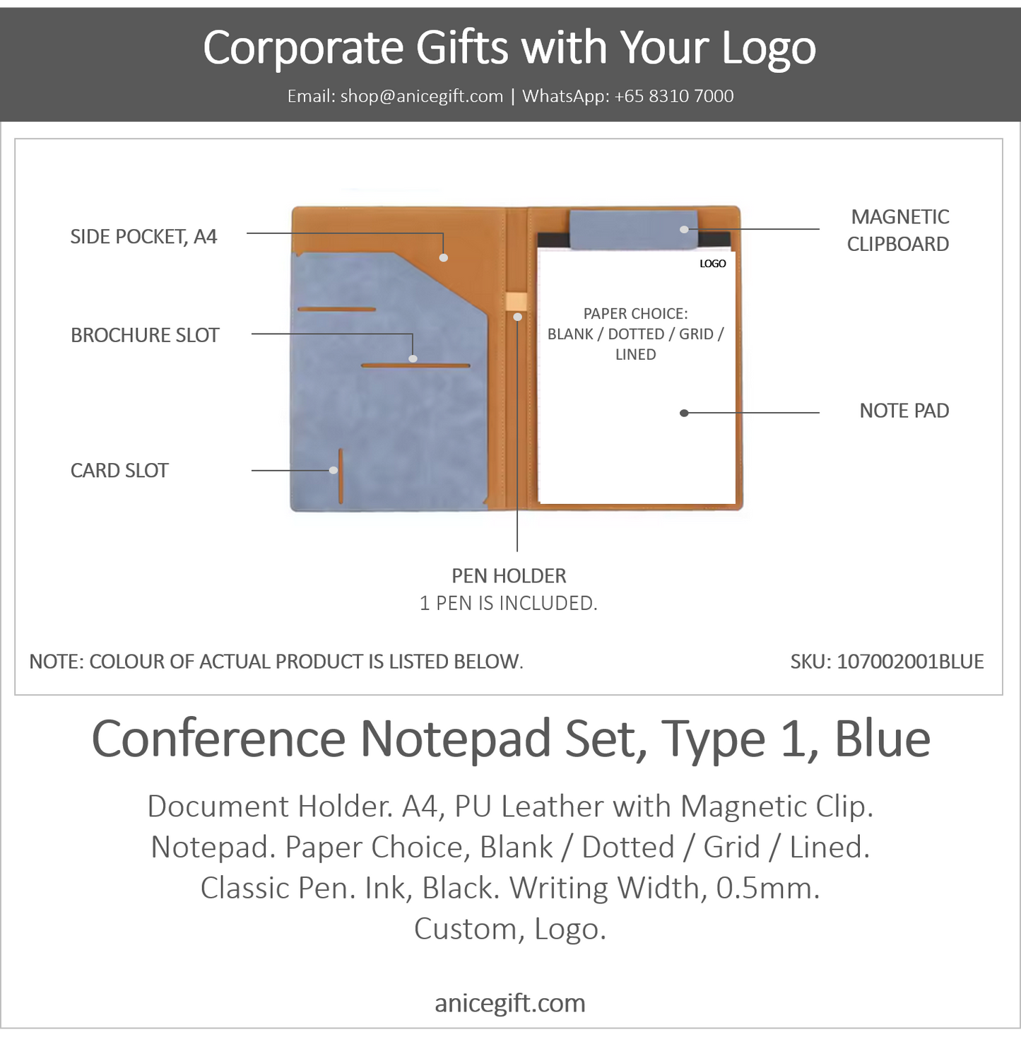 Conference Notepad Set, Type 1, Blue