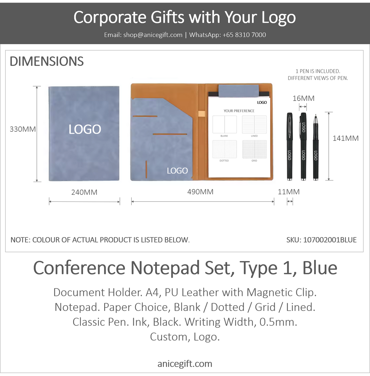 Conference Notepad Set, Type 1, Blue
