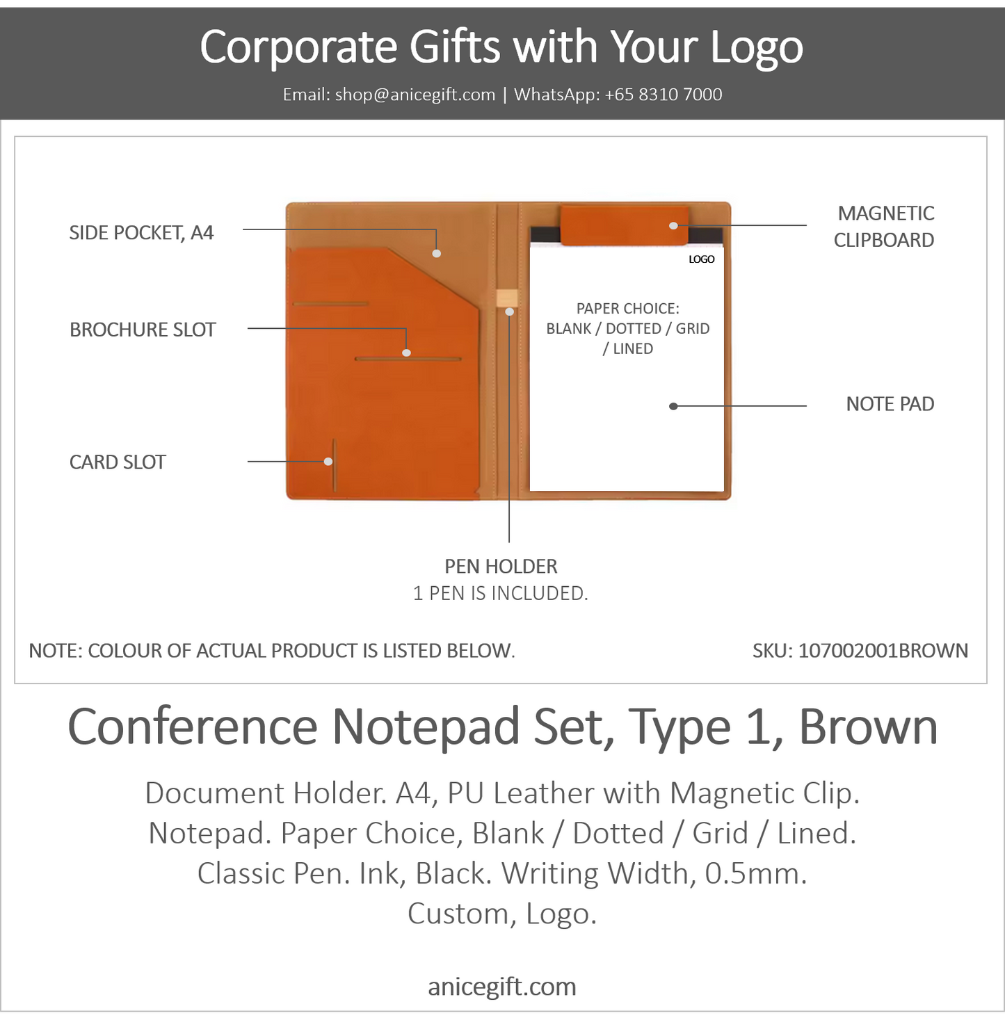 Conference Notepad Set, Type 1, Brown
