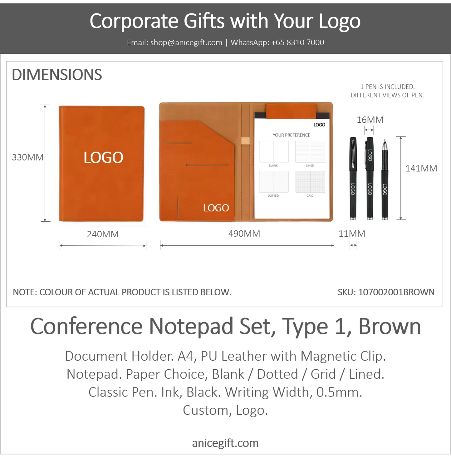 Conference Notepad Set, Type 1, Brown