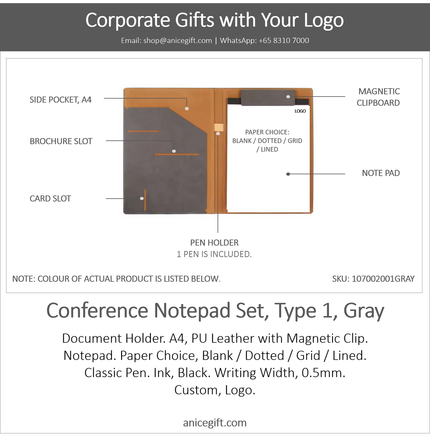 Conference Notepad Set, Type 1, Gray